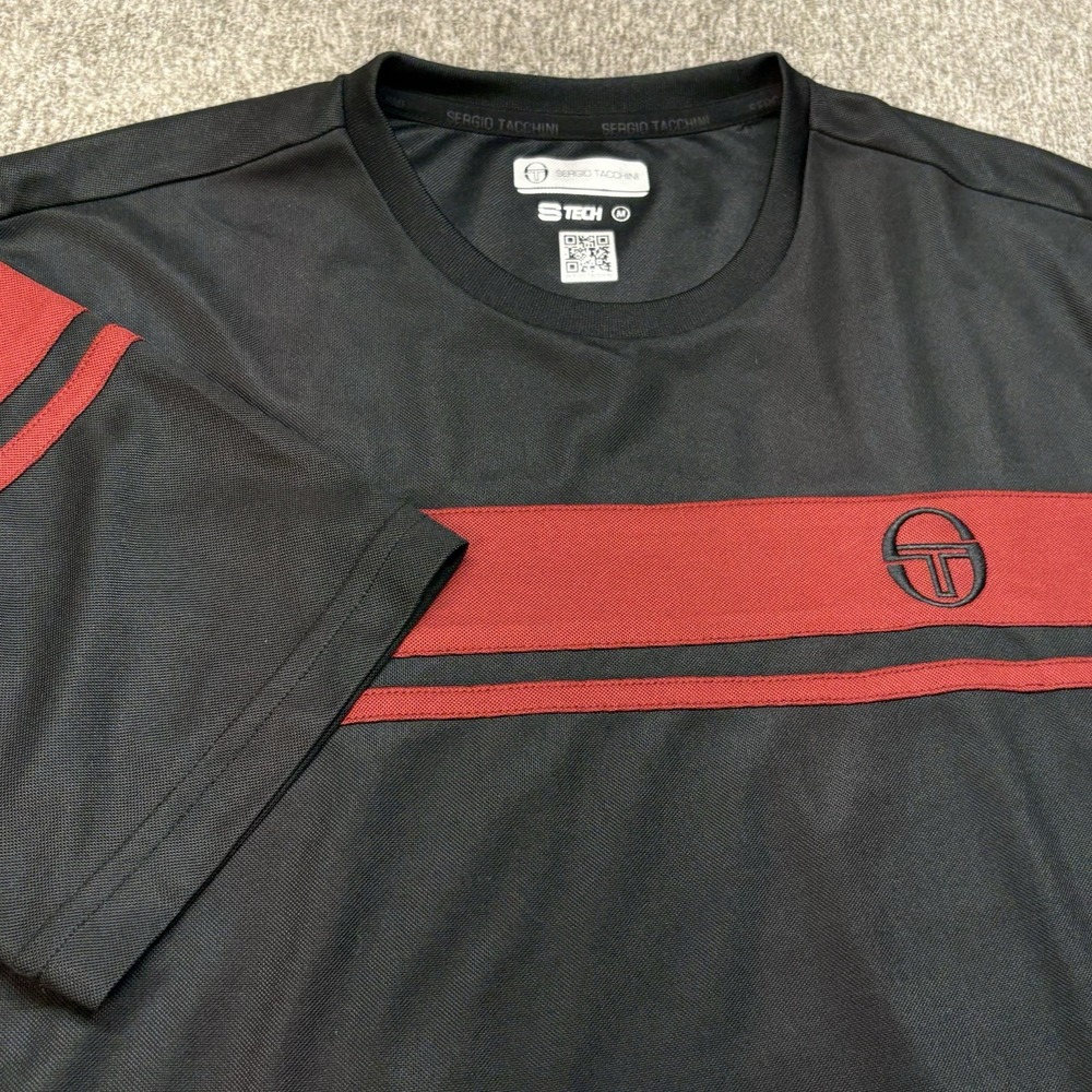 Sergio Tacchini Masters T-Shirt Men's M‎ Black Red Performance Stretch